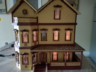 Vintage Electrified Doll House with furniture 2