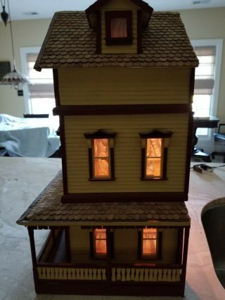 Vintage Electrified Doll House with furniture 6