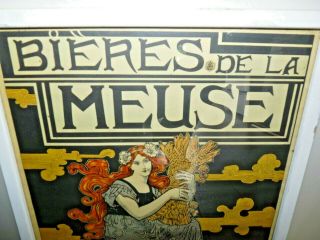 Vintage French Advertising Beer Print Bieres De La Meuse by A.  Mucha Framed 2