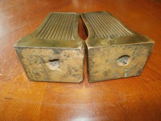 Pair Vintage Antique Brass Bronze Overlay Chalkware Owl Bookends Book Ends 4