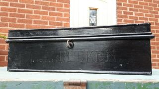 Vintage Black Metal Beeken Deed Box With Key