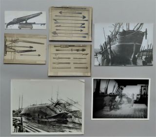 7 Whaling Related Photographs Whaleship Charles W Morgan Harpoons 1930s - 1940s