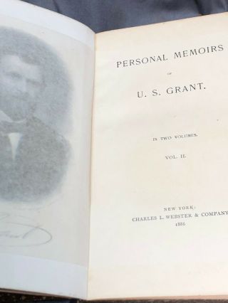 Antique Book Set - Personal Memoirs of U.  S.  Grant,  Vol I & II,  1885,  86,  VG Cond 5
