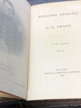 Antique Book Set - Personal Memoirs of U.  S.  Grant,  Vol I & II,  1885,  86,  VG Cond 6