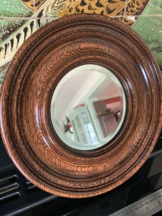 Early 20th Century Good Quality Oak Bullseye Mirror 4