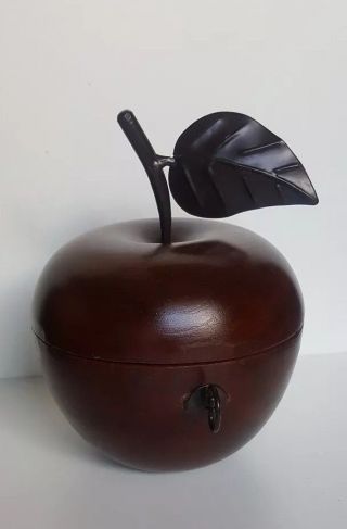 Vintage Mid Century Apple Shaped Wooden Decorative Tea Box,  1950 ' s 3