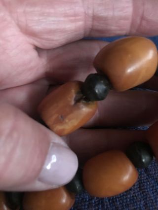 Antique Natural Butterscotch Egg Yolk Baltic Amber Beads Necklace 2