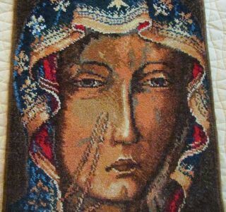 Our Lady Of Czestochowa Vintage Tapestry Religious Wall Hanging Rug Poland