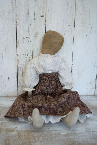 old cloth rag doll,  make do,  old body,  early browns fabric,  antique textile 2