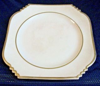 Antique Leigh Ware Potters Porcelain 9 1/2 " Dinner Plate Art Deco 22 K Gold Rim