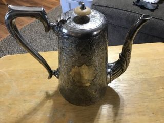 Vintage J.  H.  Potter A1 Silver Plate Sheffield Flower Engraved Teapot