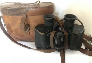 Antique Carl Zeiss Jena Silvamar Binoculars 6 X - 340627 - Leather Case