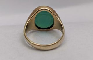 Antique 14K Yellow Gold RING w/ Oval Green Jade - Size 7 Statement Ring (7.  4g) 4