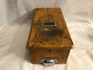 Vintage Wooden Cash Box With Sliding Compartment Drawer And Ringing Bell