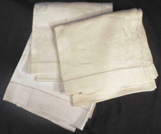 3 Very Large Vintage White Damask Linen Drying Tea Towels Towels