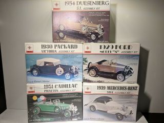Renwal 1/48 Vintage Model Car Kits Cadillac Mercedes Packard Htf Kit Read