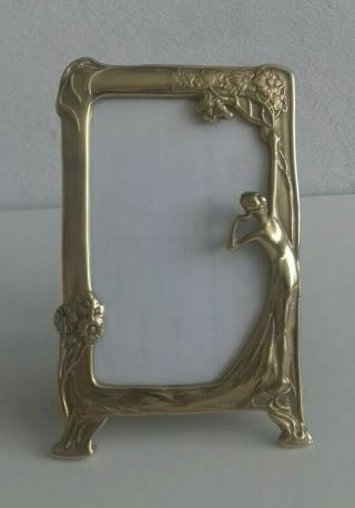 Antique Art Nouveau Brass Picture Photo Frame