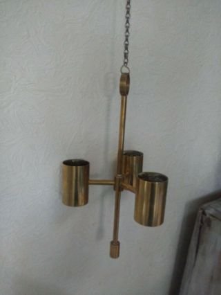 Mid Century Modern Scandinavian Odel Messing Brass 3 Candle Lamp Chandelier