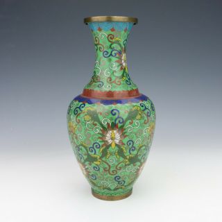 Vintage Chinese Cloisonne Oriental Flower Decorated Enamel Vase - Lovely