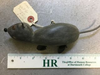 Vintage Folk Art Mouse Wooden Weighted Fishing Lure - No Hooks - 5.  5 ",  Tail