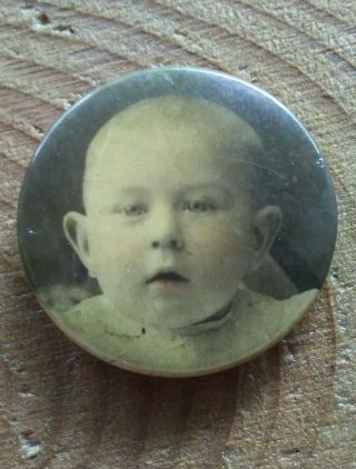 Antique Victorian Infant Baby Celluloid Mourning Pin With A 1898 Patent.
