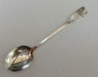 Vintage Hand Crafted Indian Silver Spoon With Large Arrow Detail