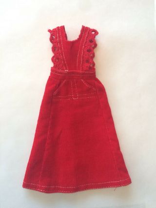 O - Boy Corduroy 3486 Vintage Barbie Doll Mod Red Jumper Dress