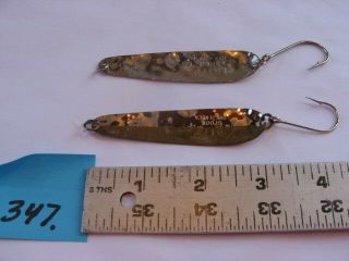 347) 2 Flutter Spoons " 44 " By Luhr - Jensen Vintage Hammered Finish Fishing Lure