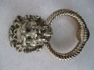 Architectural Salvage Vintage in Brass Door Knocker Lion Head Knob Handle 3