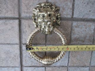 Architectural Salvage Vintage in Brass Door Knocker Lion Head Knob Handle 5