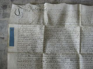 Antique 1739 York County England Vellum Indenture Manuscript Conveynce Silver