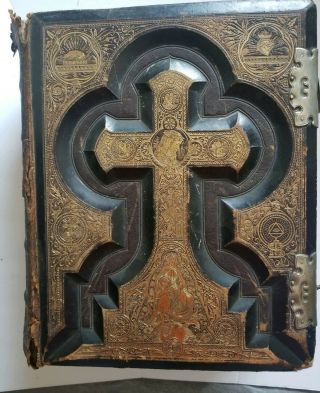 Antique Douay & Rheims Family Holy Bible 1800s Catholic - Please See Pictures