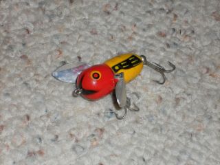 Vintage Heddon Tiny Crazy Crawler 1.  75 " Fishing Lure - Bumble Bee