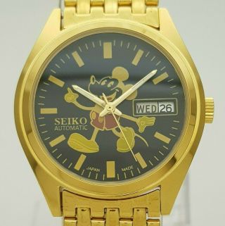 Vintage Seiko 5 Japan Micky Mouse 23j 6349 Automatic Gold Plated Men 