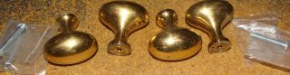 Set Of 4 Vintage Solid Brass Cabinet Or Drawer Pull/handles Nos