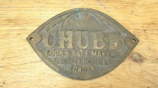 Vintage Chubb Brass Safe Plate 5 " X 3 1/2 " - Vintage Item