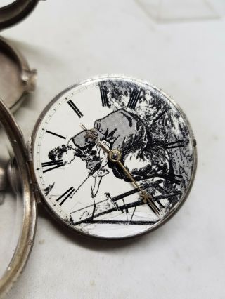 Antique solid silver pair cased verge fusee Bradshaw pocket watch 1850 ref502 8