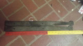 Antique Vintage Pair Hand Forged Wrought Iron Barn Door Strap Hinges - 21”