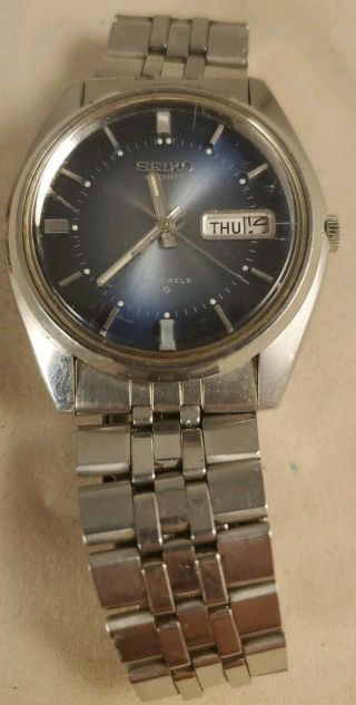 Retro Seiko 6309 - 8029 Gradient Blue Dial Automatic Stainless Day Date Watch
