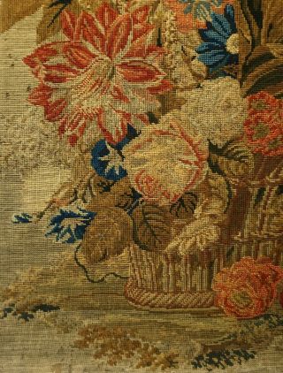 LARGE MID 19TH CENTURY NEEDLEPOINT OF A PARROT ON A BASKET OF FLOWERS - c.  1860 7
