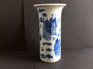 Lovely Chinese Blue And White Porcelain Sleeve Vase Hand Painted