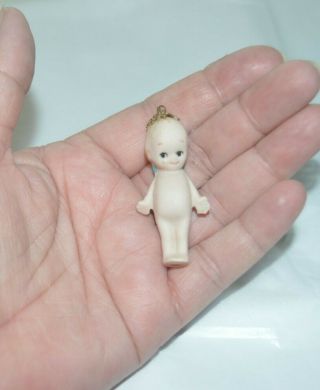 Tiny 2” Antique Bisque Kewpie Doll Pendant Rose O’neill Tiny Blue Wings 78