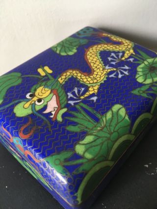 Vintage Chinese Oriental Cloisonne Dragon Trinket Box C1960 Enamel