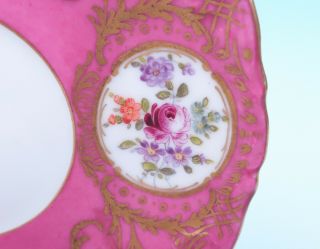 Antique Saxe Dresden Hand Painted Courting Couple Fragonard Love Cup Saucer Pink 6