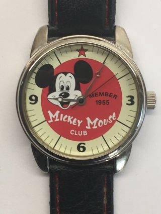 Vintage Mickey Mouse Club Member 1955 Quartz Disney Special Edition 32mm