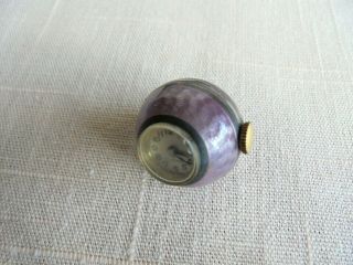 Vintage / Antique Swiss Purple Enamel Guilloche Pendant / Charm Ball Watch - Runs 2