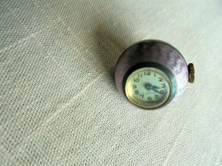 Vintage / Antique Swiss Purple Enamel Guilloche Pendant / Charm Ball Watch - Runs 3