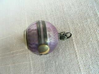 Vintage / Antique Swiss Purple Enamel Guilloche Pendant / Charm Ball Watch - Runs 4