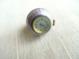 Vintage / Antique Swiss Purple Enamel Guilloche Pendant / Charm Ball Watch - Runs 5