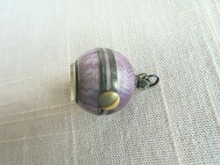 Vintage / Antique Swiss Purple Enamel Guilloche Pendant / Charm Ball Watch - Runs 6